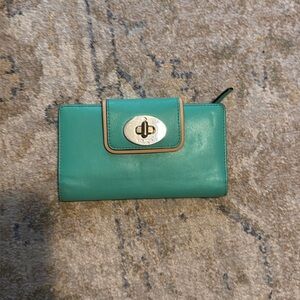 Kate Spade teal turn lock wallet